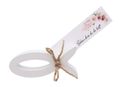 Tischkarte und Serviettenring Fisch Holz Weiß Rosa Boho Kommunion Konfirmation Mädchen 9cm 1