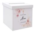 Briefbox Blumenmuster Rosa Gold Kreuz Kommunion Konfirmation Taufe Personalisiert Kartenbox 1