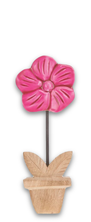Deko Blume Aufsteller Pink Holz Tischdeko Frühling Sommer 20cm