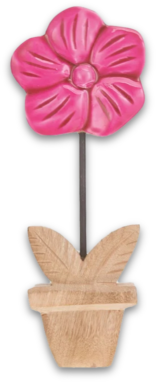 Deko Blume Aufsteller Pink Holz Tischdeko Frühling Sommer 25cm