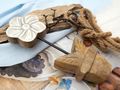 Deko Blume Aufsteller Creme Holz Tischdeko Frühling Sommer 25cm 4