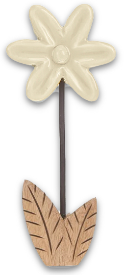 Deko Blume Aufsteller Creme Sternförmig Holz Tischdeko Frühling Sommer 23cm