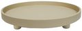 Tablett Rund auf Fuß Beige Holz Tischdeko 38cm 1