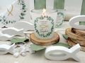 Tischdeko Komplettset in Eukalyptus Grün & Weiß mit personalisierten Windlichtern für Kommunion, Konfirmation & Taufe 4