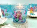 Geburtstagsparty SET Teelichter PERSONALISIERT mit NAME Meerjungfrau Deko Muscheln Meerestiere Netz Tischband 3