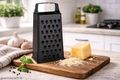 Küchenreibe in matt Schwarz aus Edelstahl – moderne Standreibe zum reiben von Käse, Schokolade, Gemüse & Obst 2
