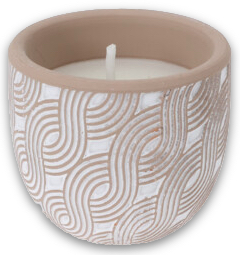 Citronella Kerze Keramiktopf Beige mit Muster Outdoor Anti-Mücken-Kerze 6,5 Ø  6cm H
