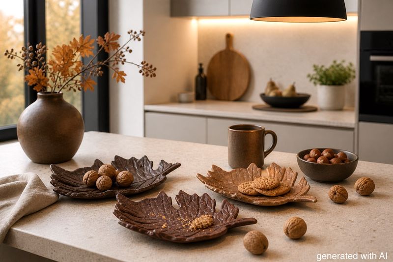 Deko Schale Blatt Metall Braun Tischdeko Dekoschale Teller Herbst Wohnaccessoire 24 x 19x 3,5cm