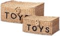 Spielzeugkiste mit Deckel Seegras Spielzeugkorb Aufbewahrungsbox Toys Boho Kinderzimmer Deko 2-er SET 1