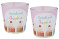Windlicht Banderole Rosa Buntstifte Kerzenglas Einschulung Schulbeginn Deko Tischdeko PERSONALISIERT 7,5cm Hoch 1