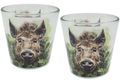 Windlicht Banderole Wildschwein Wald Grün Kerzenglas Herbst Winter Tischdeko Votivglas 7,5 cm H 1