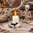 Transparentes Windlicht aus Glas mit Fledermäusen Herbst- und Halloween Deko 2
