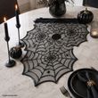 Halloween Deko Tischläufer in Schwarz mit Spinnennetz - Tischdeko Party 2
