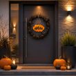 Halloween Türschild Happy Halloween Deko Schild Orange Schwarz  2