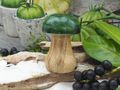 Pilz Dekofigur Herbst Dunkelgrün Natur Holz Tischdeko 5