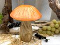 Deko Pilz Pink stehend Mangoholz mit lackierte Kappe Orange Herbst Weihnachten Erntedankfest Gareten  8