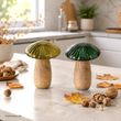 Herbst Dekoration - Holzpilz Grün Waldpilz Aufsteller Tischdeko 4