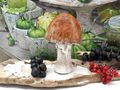 Deko Pilz Aufsteller Keramik Rotkappe Waldpilz Stehend Herbst Natur Braun Dekofigur zum Hinstellen 10