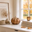 Deko Kürbis aus Keramik in den edlen Farben Bronze mit Gold für Herbst & Halloween  4
