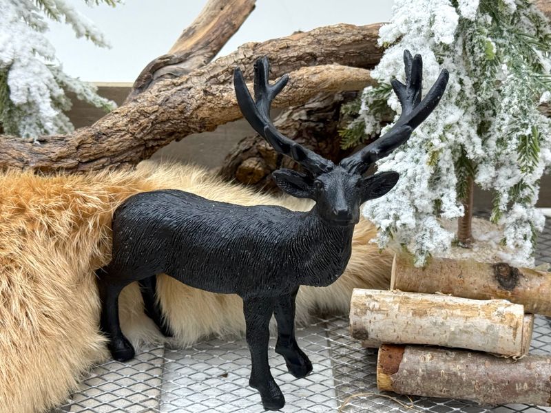 Hirsch Schwarz Deko Figur Polyresin Weihnachten 15cm Hoch