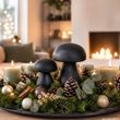 Deko-Pilz aus Mangoholz in Schwarz-Matt – Halloween, Herbst und Winter Deko 5