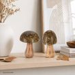 Holz Fliegenpilz Olive-Braun Figur zur Herbst und Winter Deko Tischdeko 2-er Set zum Hinstellen  3