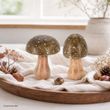 2 Deko Pilze Olive-Braun Aufsteller Mangoholz Herbst Tischdeko, Natur 4