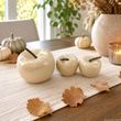 Deko Apfel 5 & 8cm groß Creme glänzend Keramik Herbst Tischdeko Küche 3 Stück 2