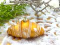 Glas Christbaumkugel Croissant Deko Gebäck Essen Frankreich - Aufhänger für Baum, Zweig, Adventskran oder Küchenfenster 4