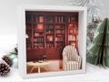 Weihnachten Geschenkrahmen Holz Bilderrahmen Diorama Geldgeschenk Gutschein Buch Sessel Lesezimmer Homebibliothek Wohnzimmer 4
