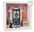Geschenkrahmen Holz Bilderrahmen Diorama Geldgeschenk Gutschein Weihnachtstüre LED Schwarz Backstein 1