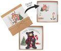 Handgefertigte Geldgeschenk oder Gutschein Verpackung mit Bär Figur und weihnachtlichen Motiven  2