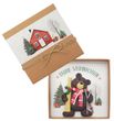 Geldgeschenk Weihnachten Verpackung Geschenk Natur Bär Skier Skistöcke Rotes Haus Gutschein 1