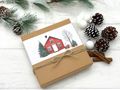 Geldgeschenk Weihnachten Verpackung Geschenk Natur Bär Skier Skistöcke Rotes Haus Gutschein 6