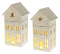 Deko Filz Haus in Wollweiß mit LED Lichterkette - batteriebetrieben Leuchthaus Weihnachten Geschenk 28cm H  1