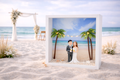 Bilderrahmen aus Holz - Geschenkrahmen Diorama Geldgeschenk Verpackung Gutschein Hochzeit Strand Strandhochzeit mit LED 3