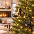 Christbaumschmuck Handtasche Frau aus Glas – Schwarz & Gold mit Glitzer 5