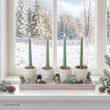 Adventskranz Tablett in Salbei Grün und Weiß mit 4 Stabkerzen - Adventsgesteck SET 2