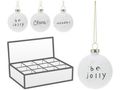 Christbaumschmuck Glas weiß mit goldenen Punkten & Schriftzug Weihnachten Deko Anhänger 6cm 3 Stück 1