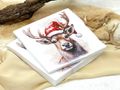 20 Stück Servietten in Weiß mit einem Hirschkopf mit roter Weihnachtsmütze 3