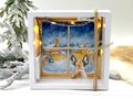 French Bulldogge Geldgeschenk Hund am Fenster Schnee Dorf Weihnachten Girlande LED Geschenk 5