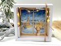 Chihuahua Geldgeschenk Hund am Fenster Schnee Dorf Weihnachten Girlande mit LED Lichterkette Geschenk 3