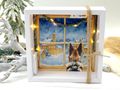 Schäferhund Geldgeschenk Hund am Fenster Schnee Dorf Weihnachten Girlande LED Geschenk 7