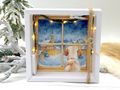 Labrador Geldgeschenk Hund am Fenster Schnee Dorf Weihnachten Girlande LED Geschenk 9