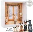 Geschenkrahmen Holz Bilderrahmen Diorama Geldgeschenk Gutschein Weihnachten XMAS Hunde Rassen LED Lichterkette 1
