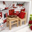 Geldgeschenk Weihnachten mit Miniatur Backtisch, Stuhl, Kissen Lebkuchenmann & Mehlsack 3