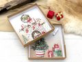 Geldgeschenk Verpackung Kraft Banderole Weihnachtsschlitten Kamin Geschenke Rot Grün 