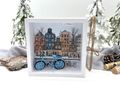 Handgefertigte Geldgeschenk-Verpackung von ZauberDeko für eine Holland Reise mit Mini Fahrrad und Schneeszene und Grachten-Hintergrund 4
