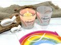 Kommunion Deko Junge Mädchen Bunt SET mit Regenbogen Servietten, Holzfische und Windlichtern 3
