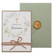 Einladungskarte mit Briefumschlag Personalisiert Kommunion Konfirmation Taufe Blumenkranz Olive 5